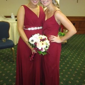 Red bridesmaids dress without belt